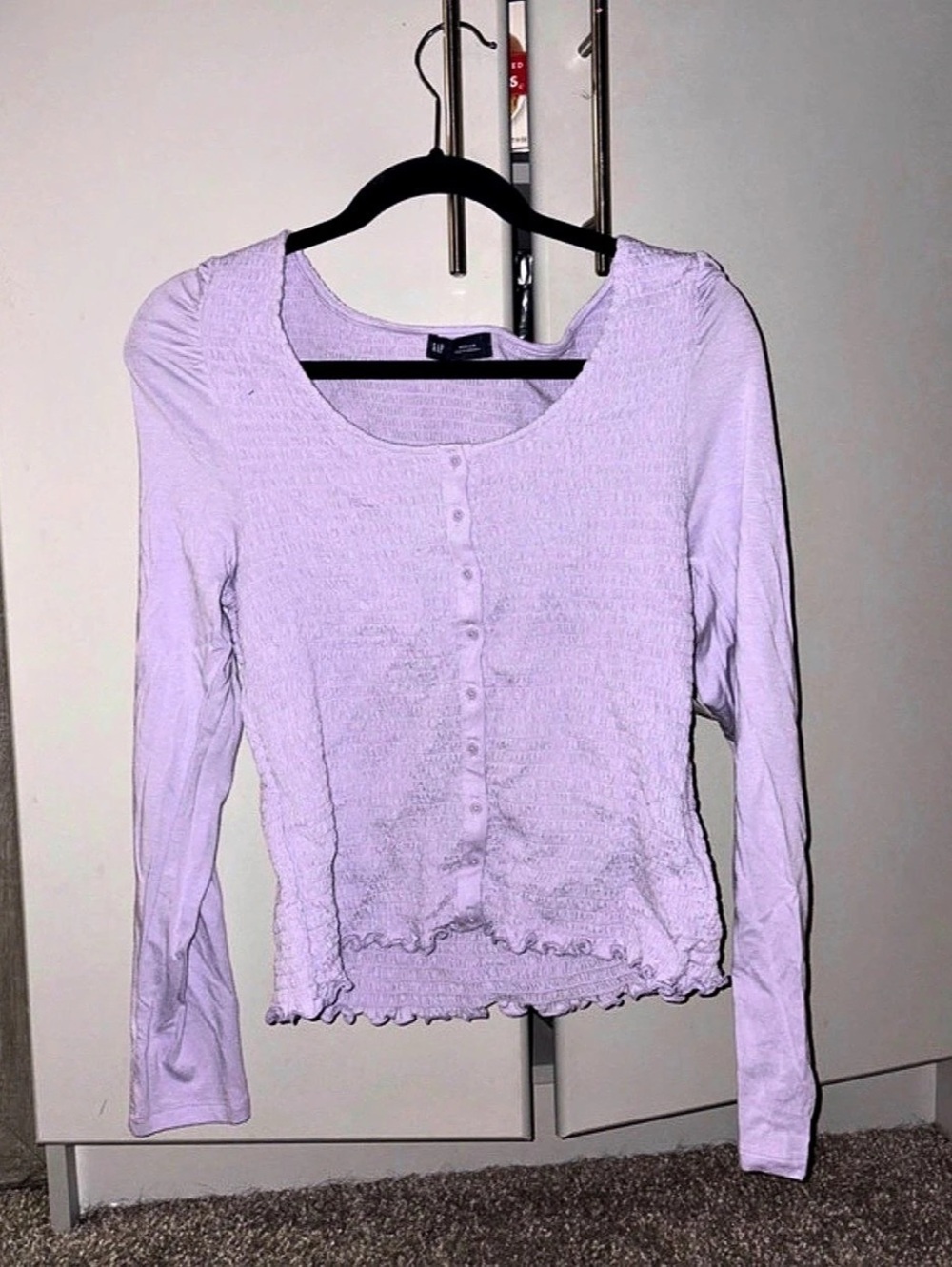 NWT GAP Long Sleeve Ruched Top in Purple Size Medium